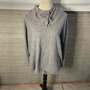 Bobeau Gray Marled Knit Cowl Neck Hoodie Sweater Top Women's L G
